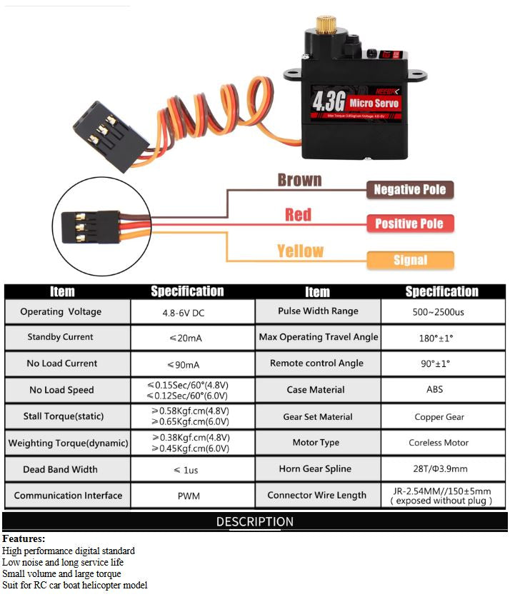 4.3gm DIGITAL METAL GEAR MICRO SERVO