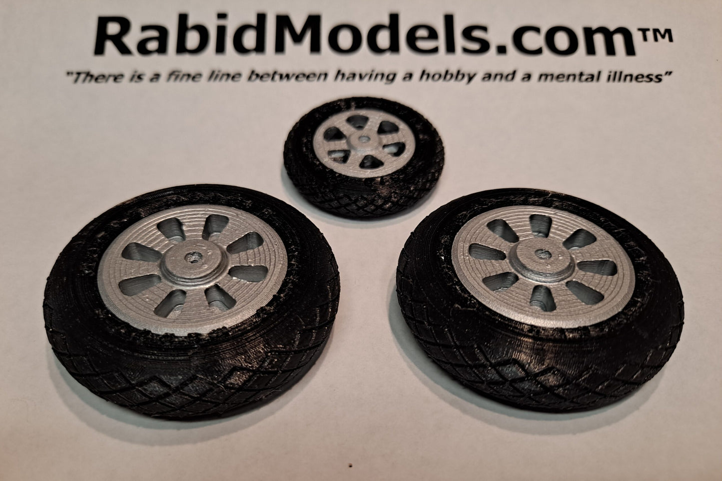 3D-printed wheel parts for the Fun Scale Models P-38