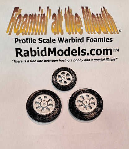 3D-printed wheel parts for the Fun Scale Models P-38