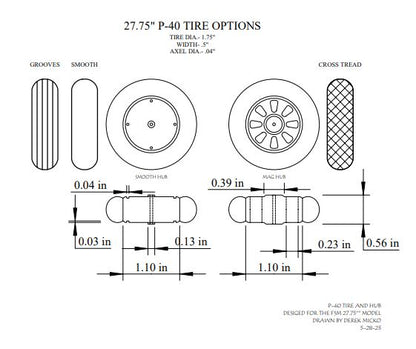 3D-printed wheel parts for the Fun Scale Models P-40, Macchi Folgore, and P-63